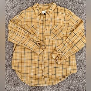Mustard Plaid Button-Up Shirt